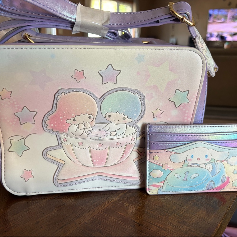 Sanrio Pastel Purple & Pink Kids Crossbody Bag with Card Holder